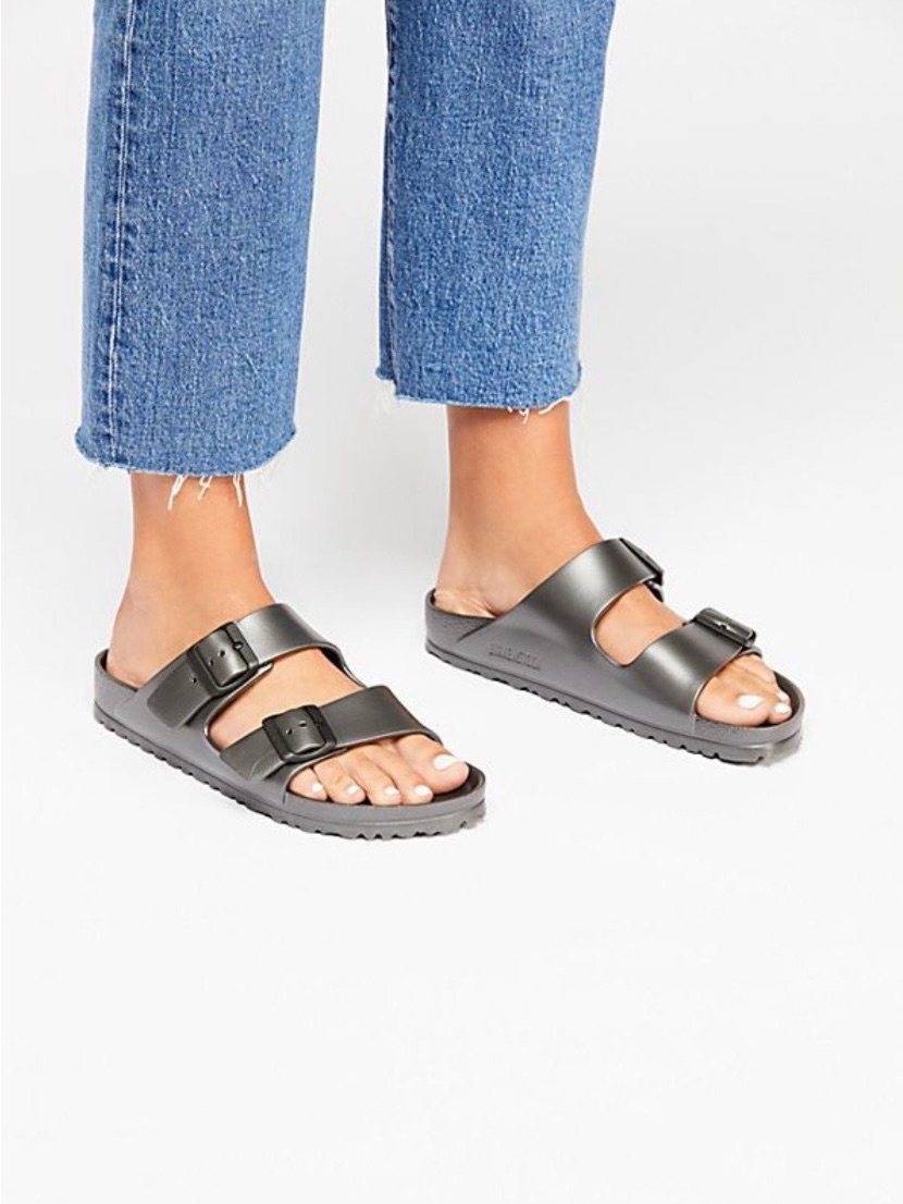 Birkenstock Matte Grey Two-Strap Eva Slides
